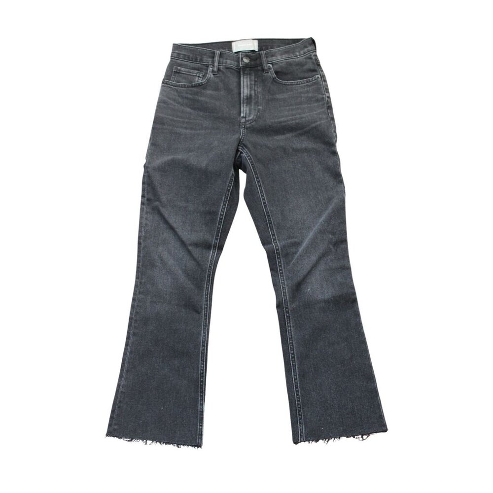 Everlane Black High Rise Kick Boot Cut Raw Hem Crop Jeans Size 26R